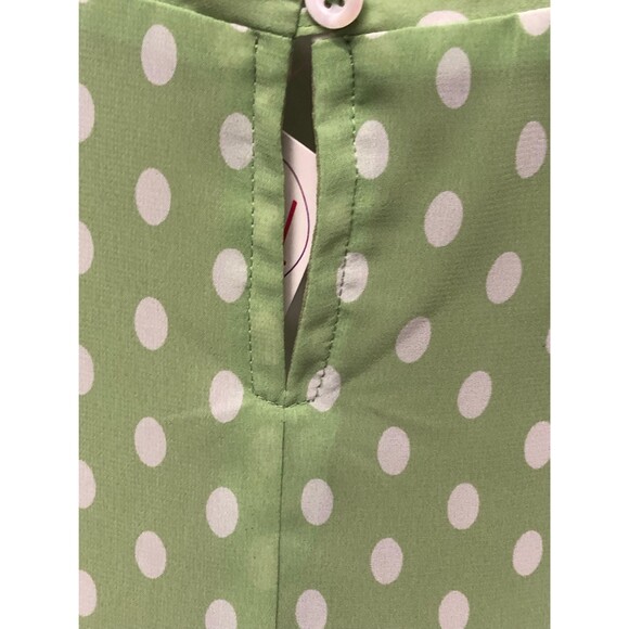 Y2K. ESPRIT DE CORP. Green & White. Polka Dot Dress wiButton Keyhole Back. XS-S - Picture 10 of 10
